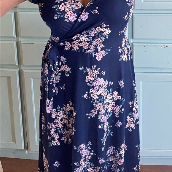 Dark blue  floral print hi low dress xl - Picture 8 of 12